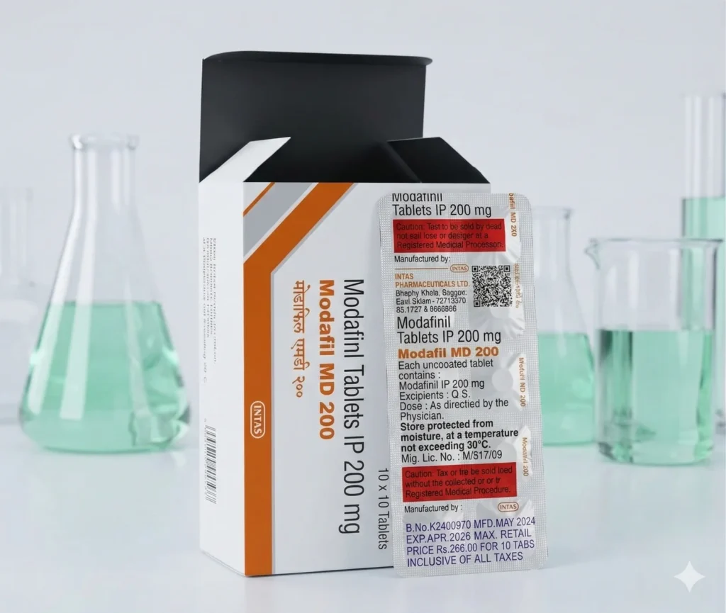 Modafil MD 200 Modafinil 200mg orally disintegrating tablet packaging